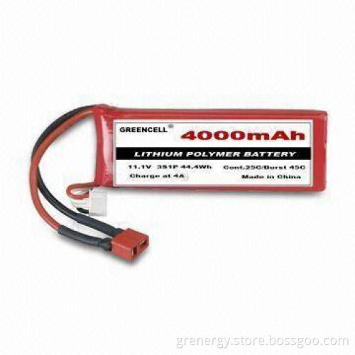 Lithium Polymer Battery with 45C Burst Discharge Current, 11.1V Voltage, 4,000mAh Capacity